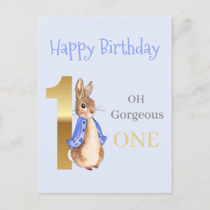 Peter the rabbit First birthday Postcard