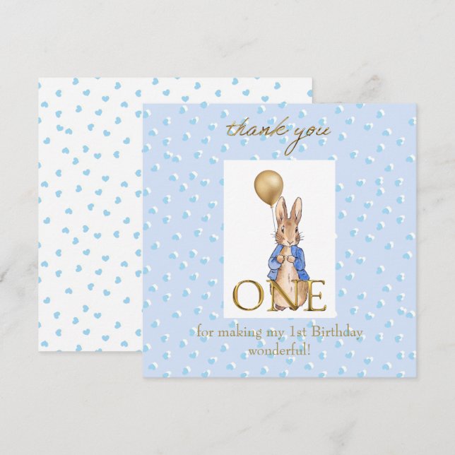 Peter the rabbit First Birthday  Thank You Card (Front/Back)