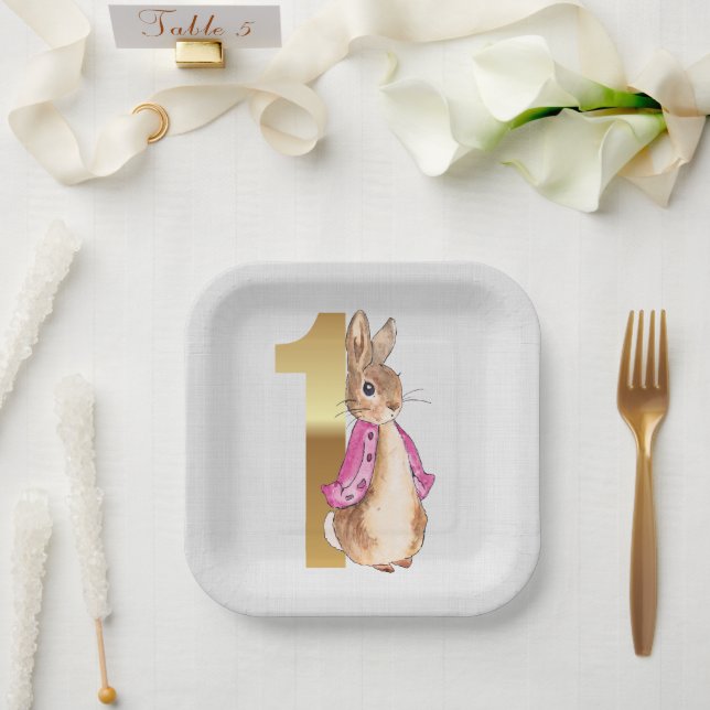 Peter the rabbit Flopsy 1st birthday Paper Plate (Wedding)