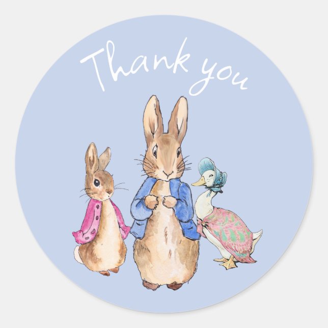 Peter the Rabbit Flopsy Jemima Thank you Classic Round Sticker (Front)