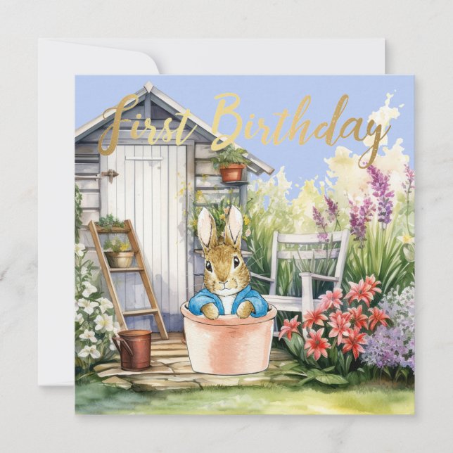 Peter the Rabbit Garden Shed First Birthday (Front)