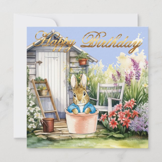 Peter the Rabbit Garden Shed Happy Birthday (Front)