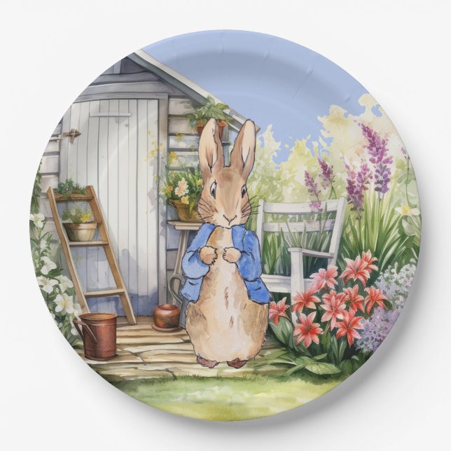 Peter the Rabbit Garden Shed Paper Plate (Front)
