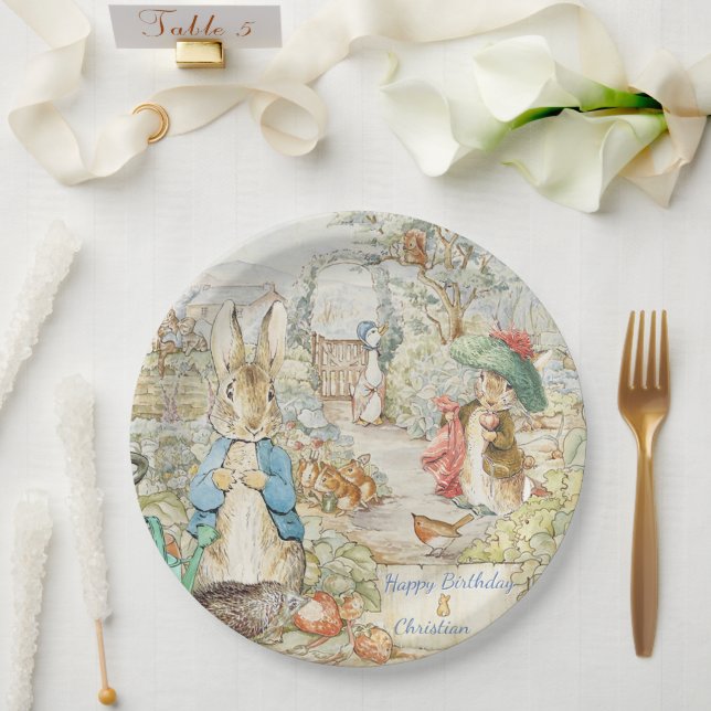Peter the Rabbit Garden Storybook Birthday Paper Plate (Wedding)