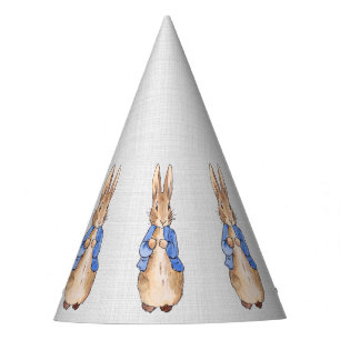 Peter the Rabbit Gray Linen background Party Hat