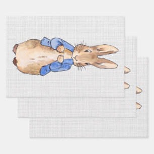 Peter the Rabbit Gray Linen background  Wrapping Paper Sheet