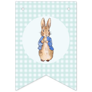  Peter the rabbit green check pattern background Bunting Flags