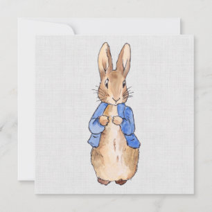 Peter the Rabbit Grey Linen Background   Thank You Card