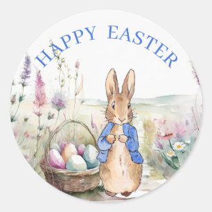 Peter the rabbit Happy Easter  Classic Round Sticker