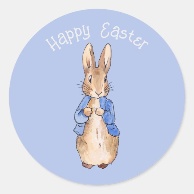 Peter the rabbit Happy Easter greeting Classic Round Sticker (Front)