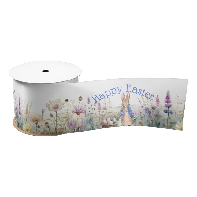 Peter the rabbit Happy Easter  Satin Ribbon (Spool)