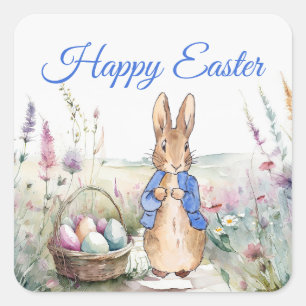 Peter the rabbit Happy Easter  Square Sticker