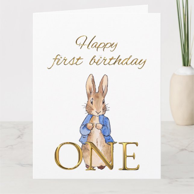 Peter the rabbit Happy First Birthday ONE Card (Front)