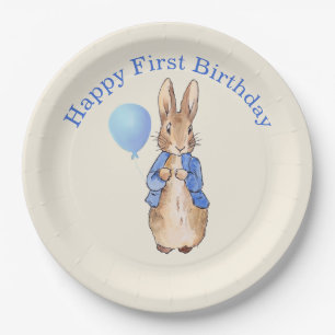 Peter the Rabbit happy first birthday Paper Plate
