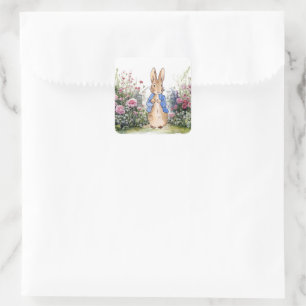 Peter the Rabbit in his garden No 2 Square Sticker