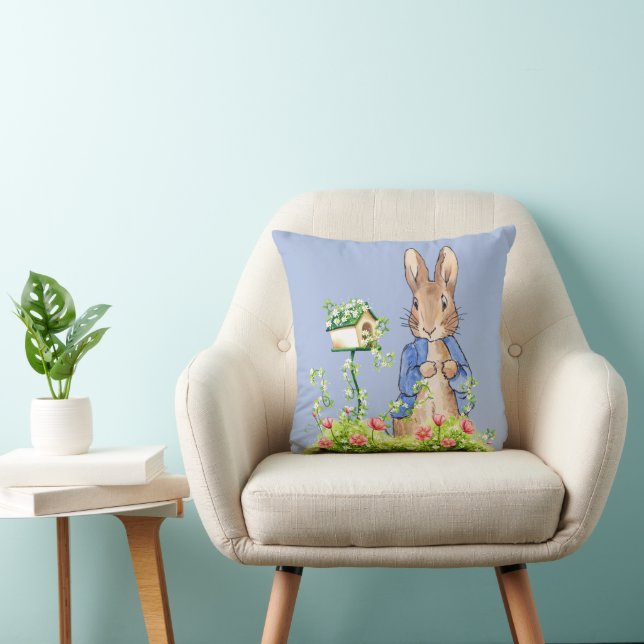 Peter the Rabbit in His Garden    Throw Pillow (Chair)