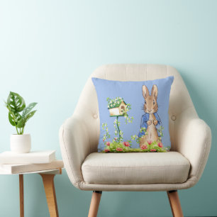 Peter the Rabbit in His Garden  Throw Pillow