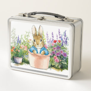 Peter the Rabbit in pot plant in his garden  Metal Lunch Box