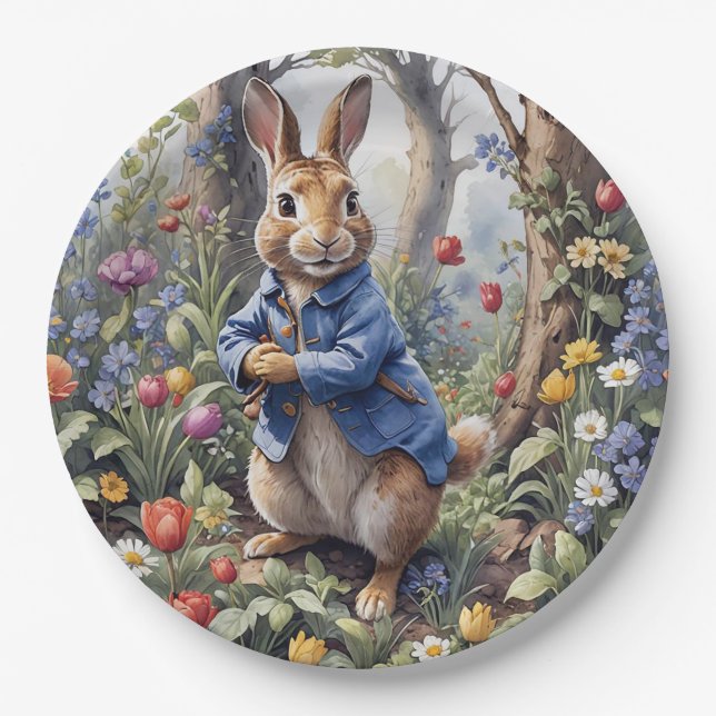 Peter the rabbit in the enchanted forest paper plate (Front)