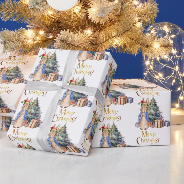 Peter the Rabbit Merry Christmas Tree Wrapping Paper (Holidays)