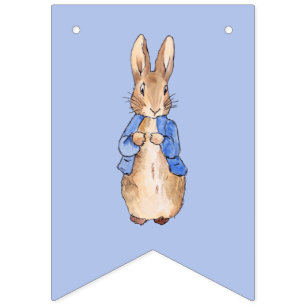 Peter the Rabbit on Blue Background  Bunting Flags