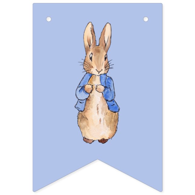 Peter the Rabbit on Blue Background  Bunting Flags (First Flag)