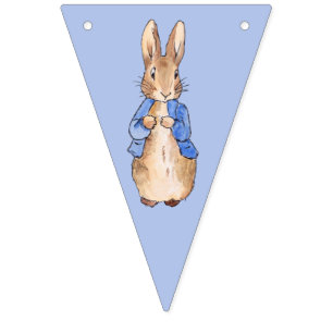Peter the Rabbit on blue background Bunting Flags