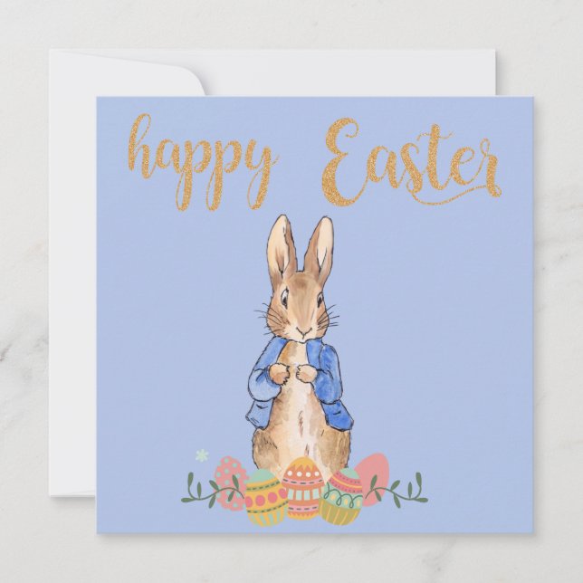 Peter the Rabbit on Blue Background     Thank You Card (Front)