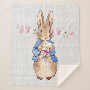 Peter the rabbit pink bunting sherpa blanket