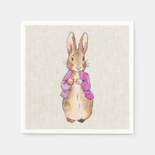 Peter the rabbit pink jacket beige linen texture napkin