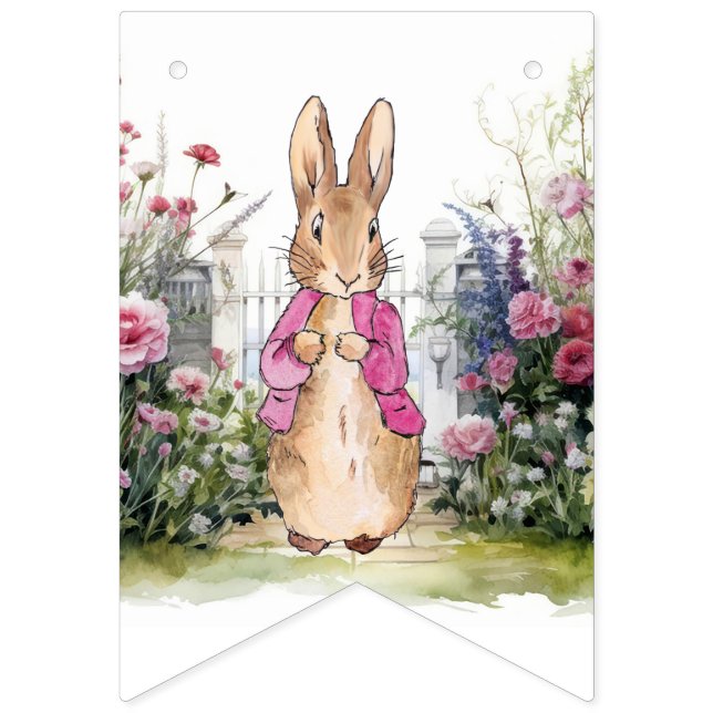 Peter the Rabbit Pink Jacket Garden  Bunting Flags (First Flag)