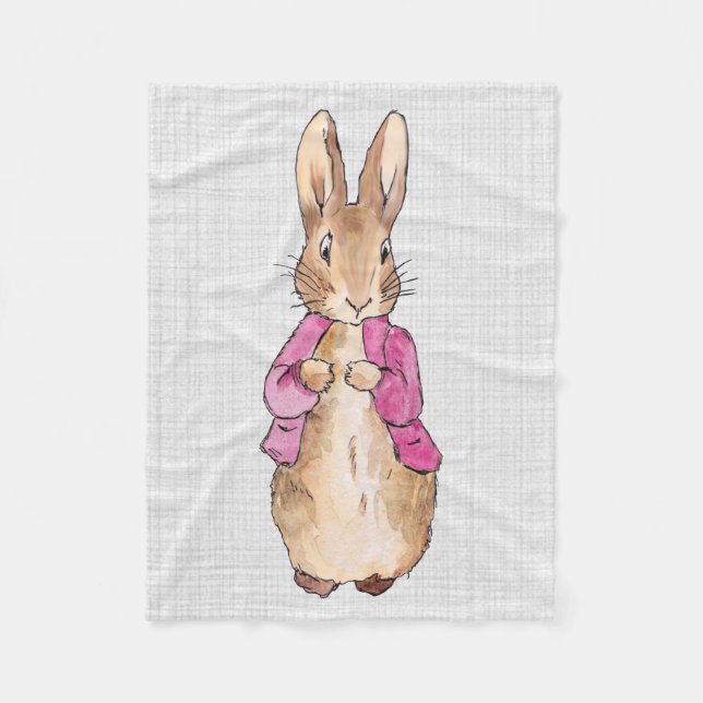 Peter the Rabbit Pink Jacket Gray Linen    Fleece Blanket (Front)