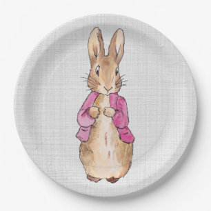 Peter the Rabbit Pink Jacket Gray Linen   Paper Plate