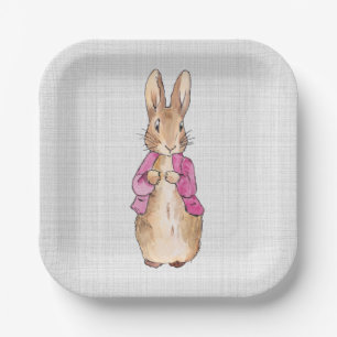 Peter the Rabbit Pink Jacket Grey Linen Paper Plate