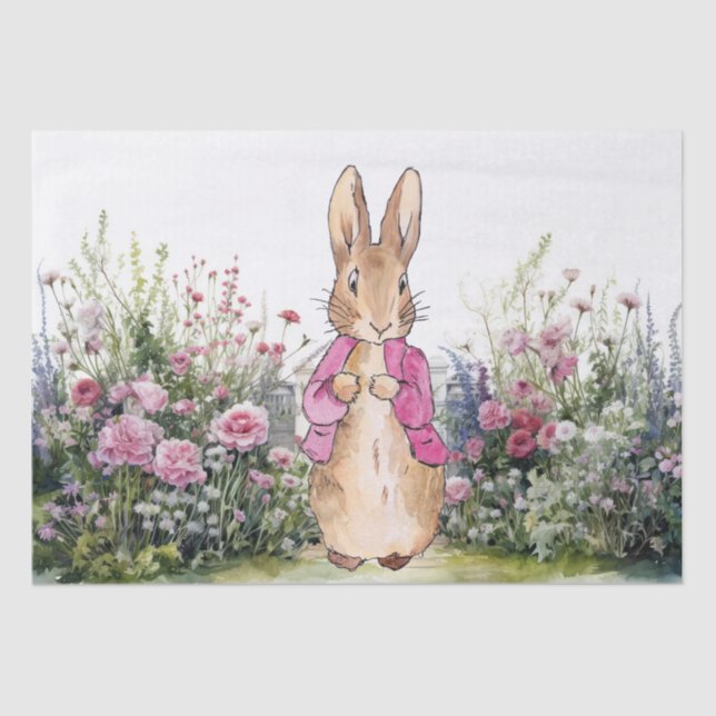 Peter the Rabbit Pink Jacket in his Garden Tissue Paper (Front)