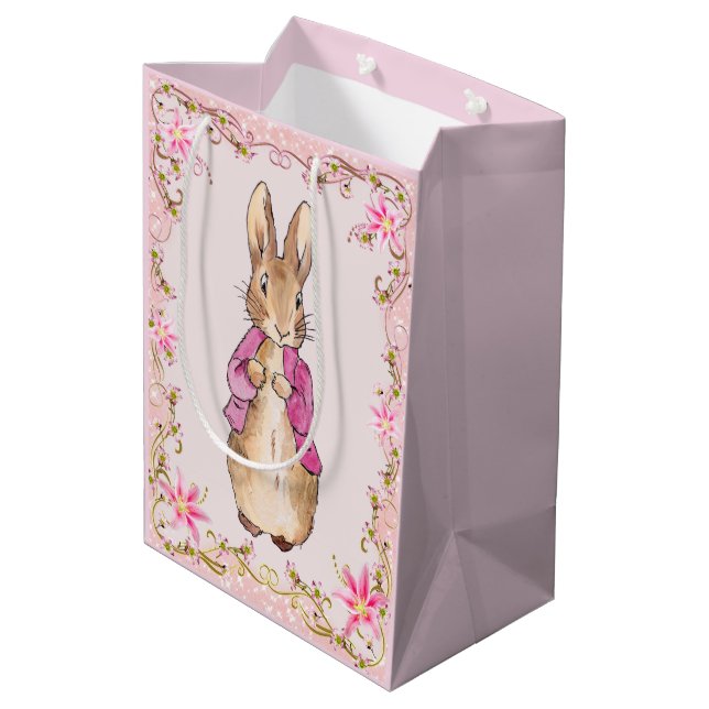 Peter the Rabbit Pink jacket   Medium Gift Bag (Back Angled)