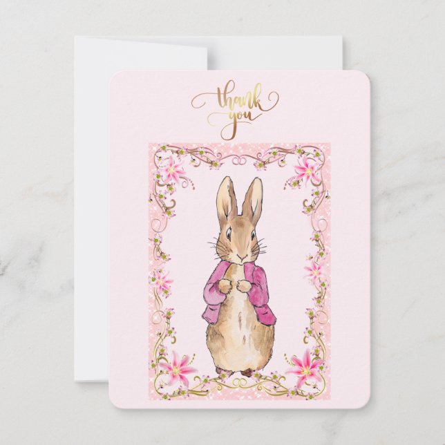 Peter the Rabbit Pink jacket   Thank You Card (Front)