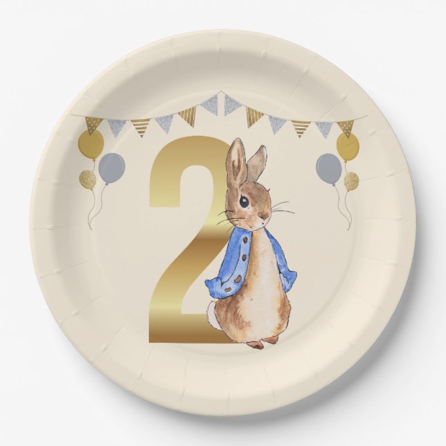 Peter the Rabbit Second Birthday Paper Plate (Front)