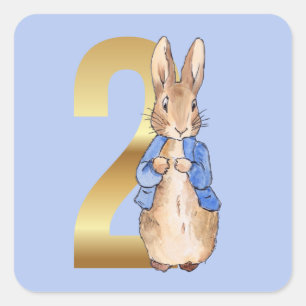 Peter the Rabbit Second Birthday Square Sticker