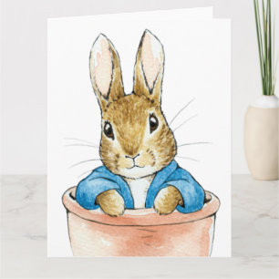 Peter the Rabbit Sitting in a Plant Pot Card