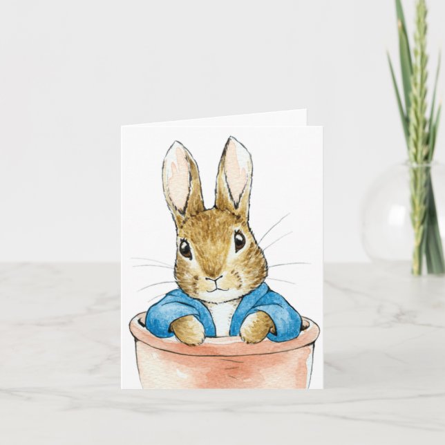 Peter the Rabbit Sitting in a Pot    Note Card (Front)