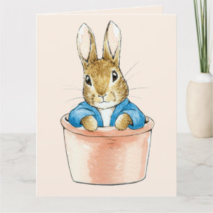 Peter the Rabbit Sitting in Plant Pot Card