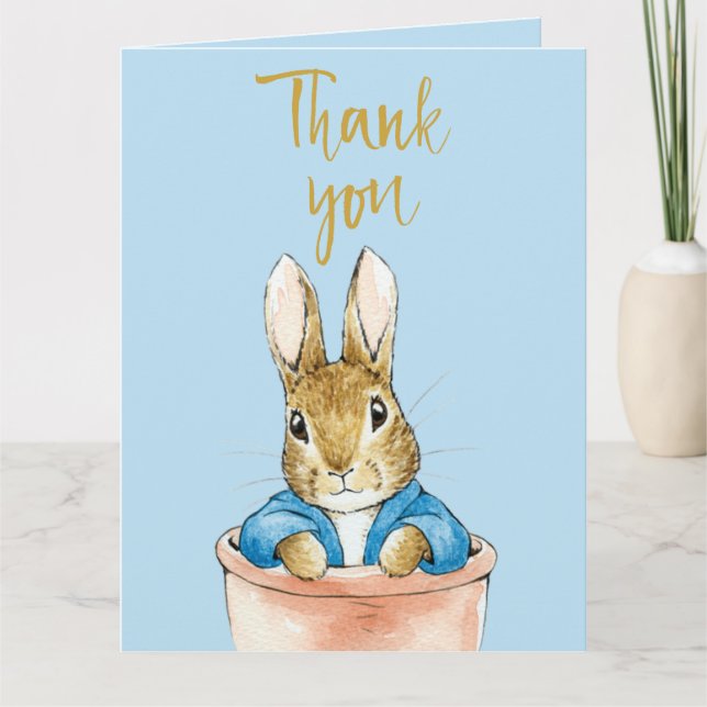 Peter the Rabbit Sitting in Plant Pot    Thank You Card (Front)