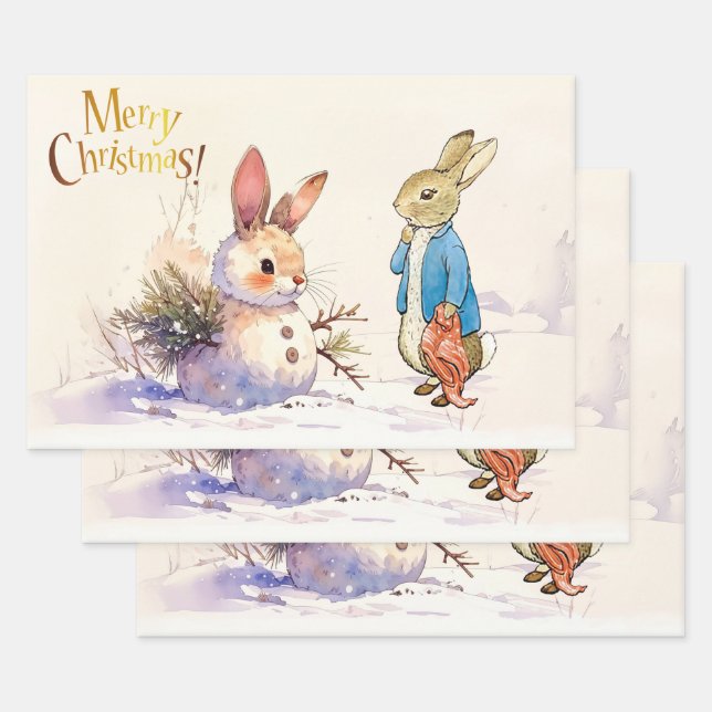 Peter the Rabbit & Snow Bunny Magic Wrapping Paper Sheet (Set)