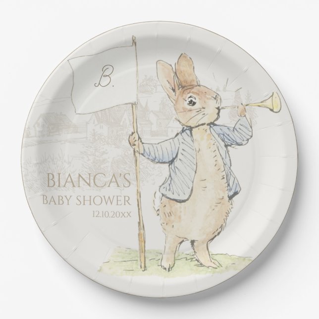 Peter the Rabbit Some Bunny Baby Shower Paper Plate (Front)