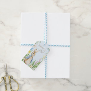 Peter the Rabbit Spring Blooms Blue Baby Shower Gift Tags
