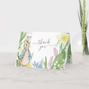 Peter the Rabbit Spring Blooms Blue Baby Shower Thank You Card