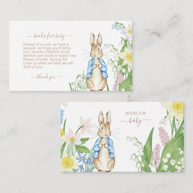 Peter the Rabbit Spring Blooms Easter Baby Shower Enclosure Card (Front/Back)