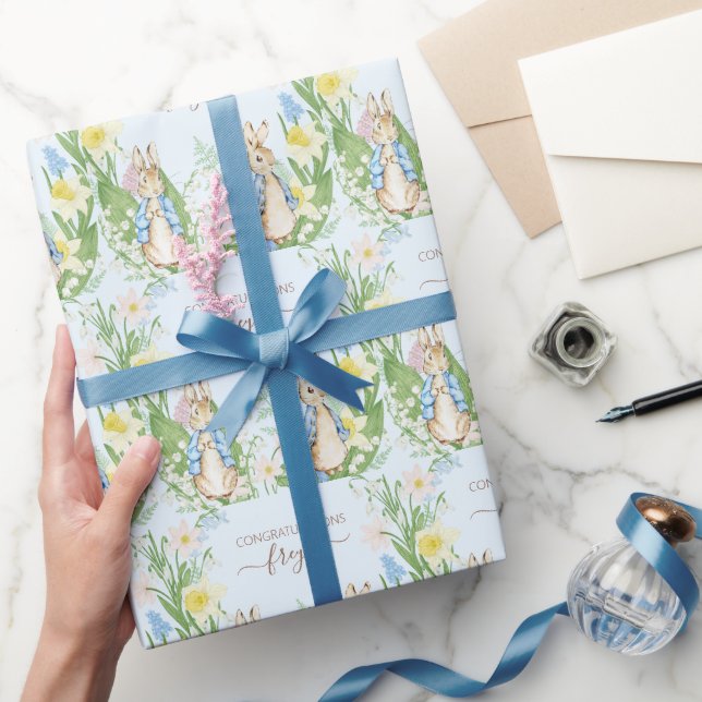 Peter the Rabbit Spring Blooms Easter Baby Shower Wrapping Paper (Gifting)