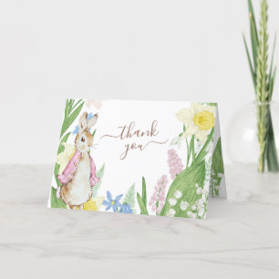 Peter the Rabbit Spring Blooms Pink Baby Shower Thank You Card